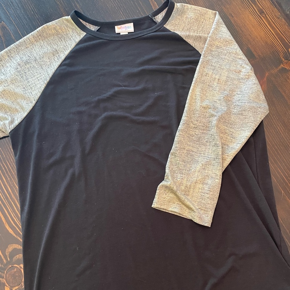 LulaRoe Black and Gold baseball tunic